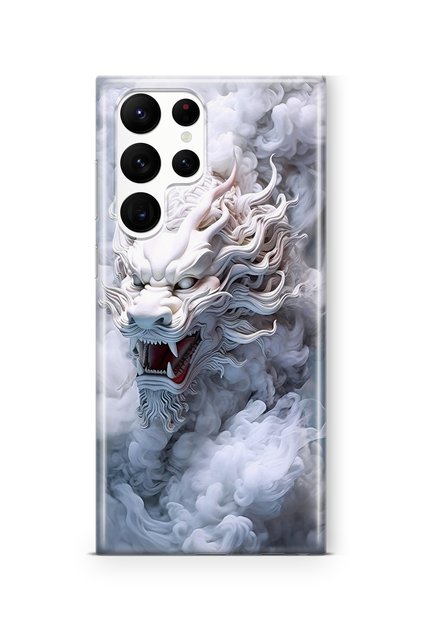 Samsung Galaxy S25 Ultra Compatible White Dragon Design Printed Transparent Case