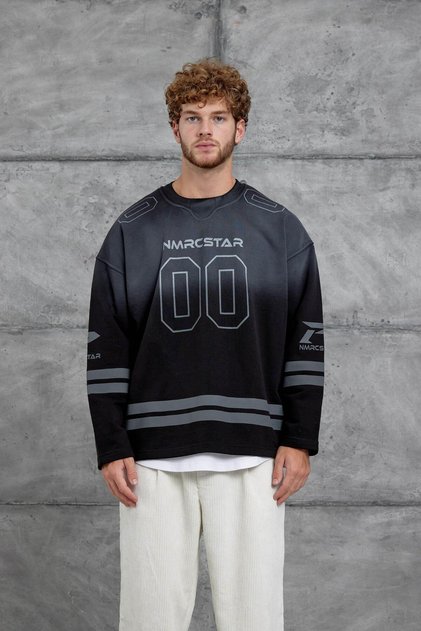 Men's Sweatshirt Nmrc 00 Oversize Sweatshirt Black Oversize Printed Crew Neck