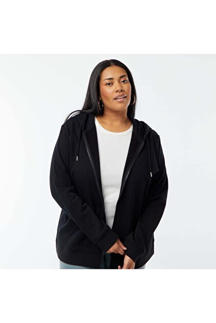 Warm sweatshirt fabric hoodie BLACK