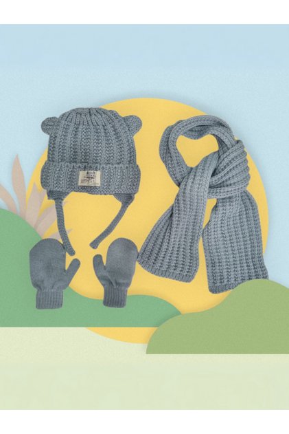 0-18 Months Baby Boy Scarf Beanie Gloves Set of 3