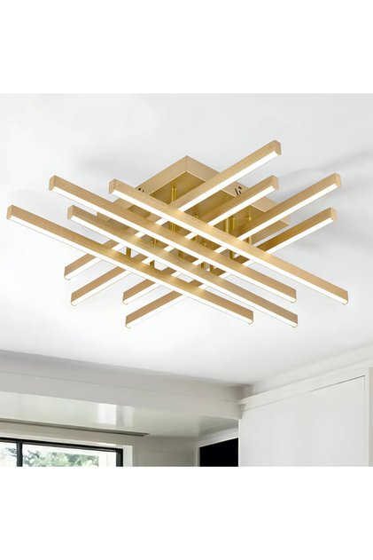 Πολυέλαιος LED με τηλεχειριστήριο LINEX, 109W, Φως 3000K/4000K/6000K, Ρυθμιζόμενη ένταση, Χρυσό