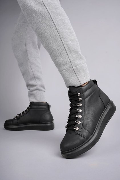 Slw206 Ottawa Lace-Up Skin Men's Daily Sports Boots St - Black