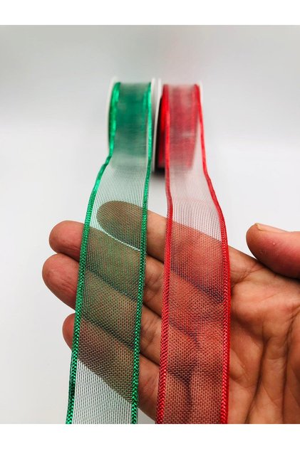 10 Meters Christmas Glitter Chiffon Ribbon, 25 mm Christmas Ribbon, Organza Christmas Ribbon Decoration