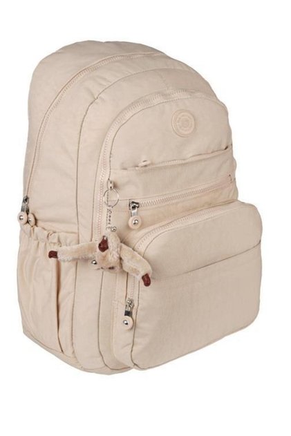 5 Compartment School Backpack with Wrinkled Water Repellent Fabric Accessories Rlx1630-cream