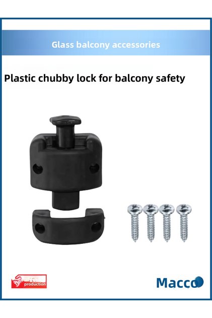 Am Balcony Lock Chubby Plastic Glass Balcony Safety Lock Black