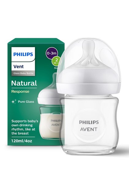 PHILIPS AVENT SCY930/01 Стъклено шише, Естествена реакция, 120 мл, Дехидратация за новородено, 0+ месеца