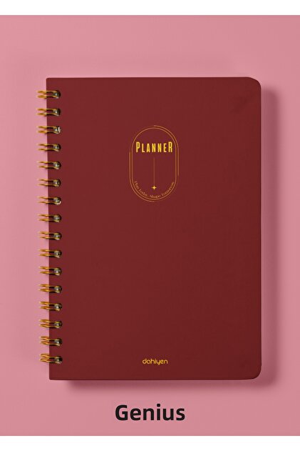 A5 Spiral Linen Undated Planner Agenda - Burgundy Hard Cover