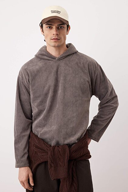み〜 Trendyolmilla Man Antrasit Yeni Oversize/Geniş Kesim Yumuşak