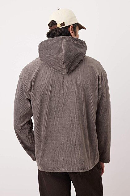 み〜 Trendyolmilla Man Antrasit Yeni Oversize/Geniş Kesim Yumuşak