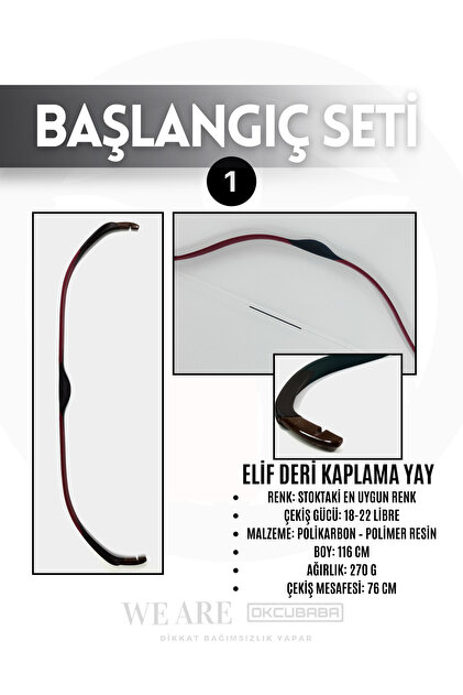 okcubaba Geleneksel Okçuluk Başlangıç Seti - Elif Yay (Kaplamalı