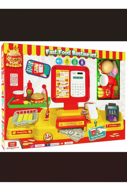OMZ Süper Market Hamburger Yazar Kasa Seti Kız Oyuncakları Erkek