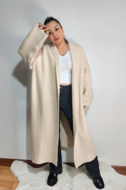 Cream Color Thick Long Oversize Loose Cardigan