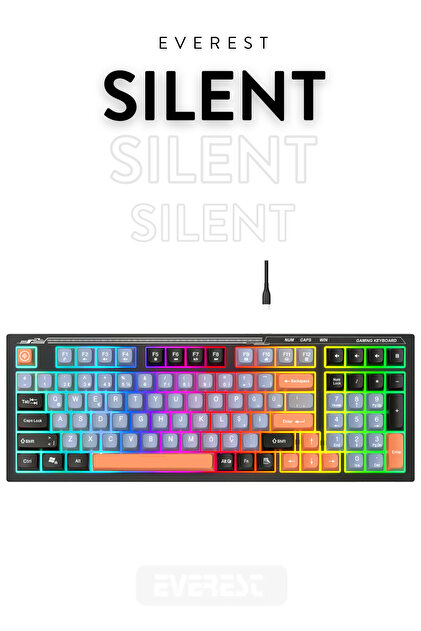 Everest KB-98 Sessiz Rainbow Q Türkçe Klavye Membrane Oyuncu