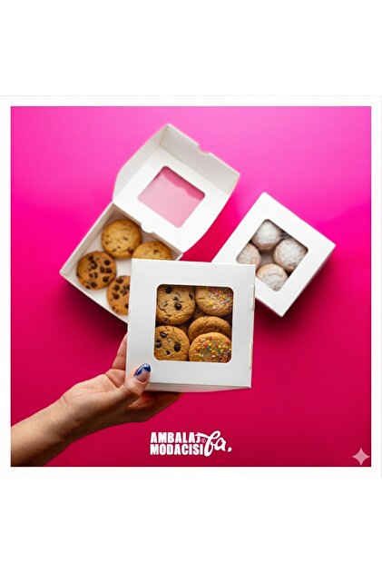 Ambalaj Modacısı Kurabiye Kutusu ( 25 Adet ) Cookie Box ( 13x13x6