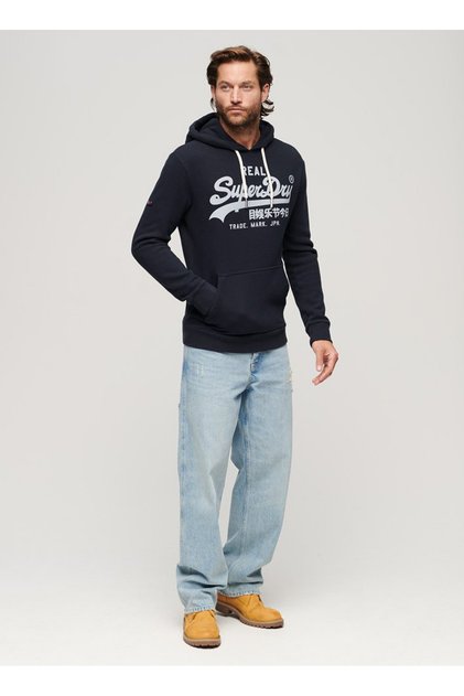 Kapüşon Yaka Lacivert Erkek Sweatshırt M2012093A98T_VINTAGE VL HOOD