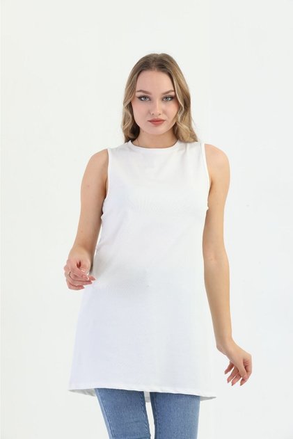 Women's White Color Lycra Crepe Fabric Zero Sleeve Underwear Short Dress