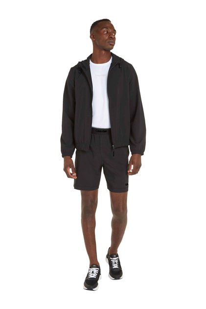00GMS4O525BAE-WO - WIND JACKET Erkek Siyah Kapüşon Yaka Normal Kalıp Rüzgarlık