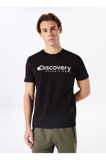 Discovery Expedition Siyah Erkek Bisiklet Yaka T-Shirt D4SM