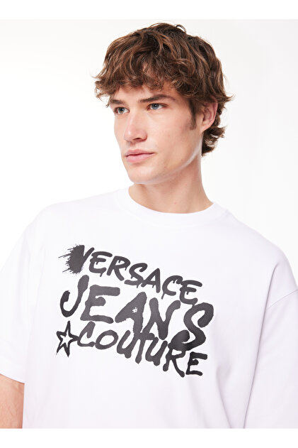 VERSACE JEANS COUTURE Bisiklet Yaka Beyaz Erkek T-Shirt
