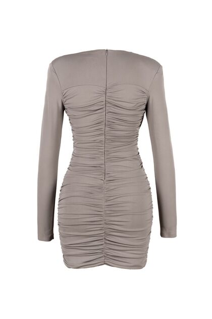 LACENOA Eleni Draped Mini Dress Mink- Trendyol