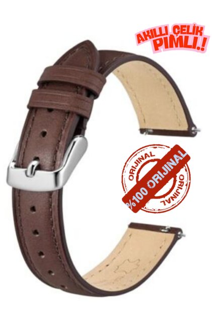 Seiko 22mm Saat Uyumlu Koyu Kahverengi Renk Klasik Model Deri Saat Kordonu Kayışı