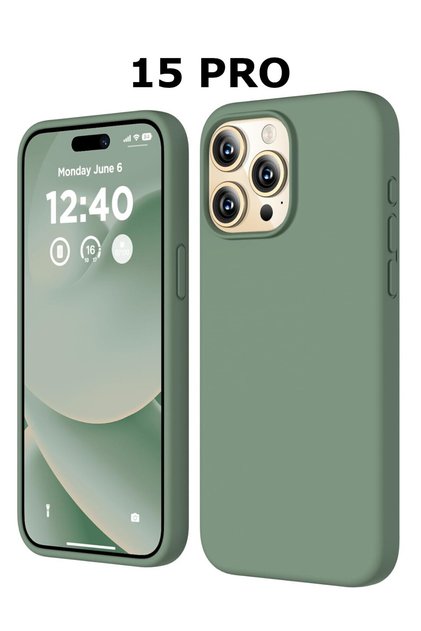 iPhone 15 Pro Case Inside Velvet Camera Raised Launch Silicone Cover Light Green
