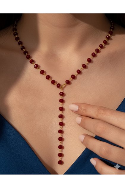Stylish Design Necklace / Bracelet with Red Natural Stone
