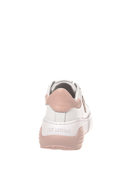 Love Moschino Beyaz-Pembe Kadın Deri Sneaker JA15105G1HIA110E