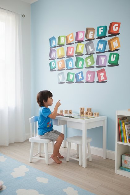Alfabe Eğitici Çocuk Odası Duvar Sticker Seti