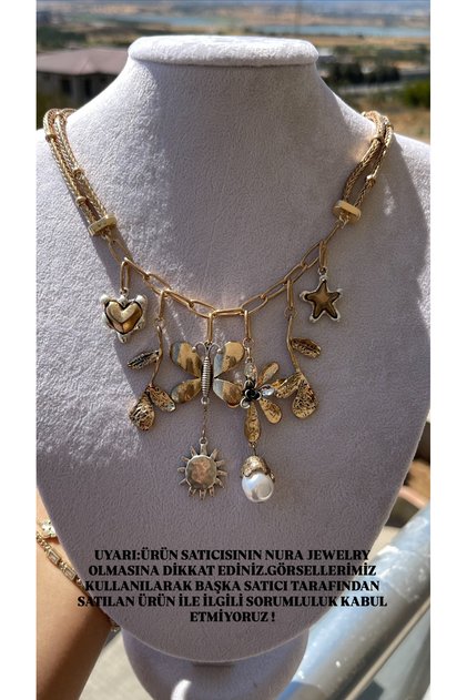 Çelik Vıp Summer Özel Seri Rose Gold Charmlı kolye