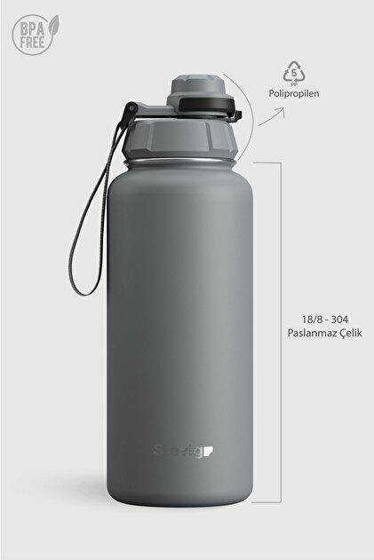 Stevig 1 Hand Leak-Proof Sızdırmaz Çelik Termos 1000 Ml Grey ST