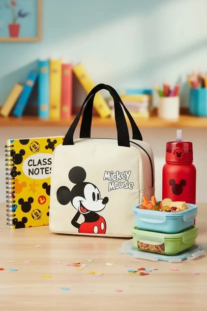 Mickey Mouse Lisanslı Kare Yiyecek Çantası - Sarı