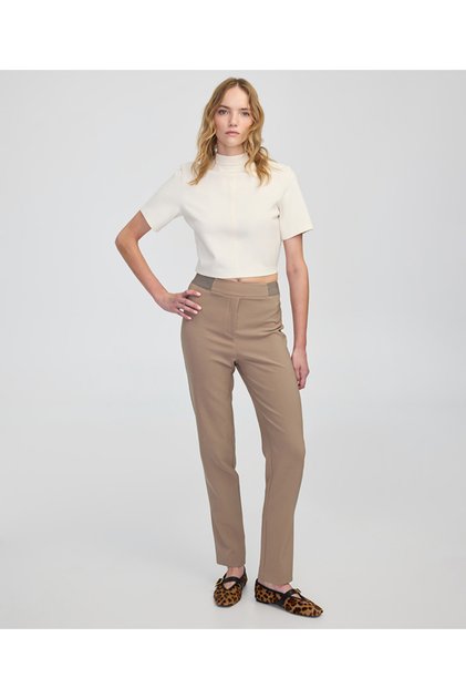 Parlak şeritli skinny fit pantolon
