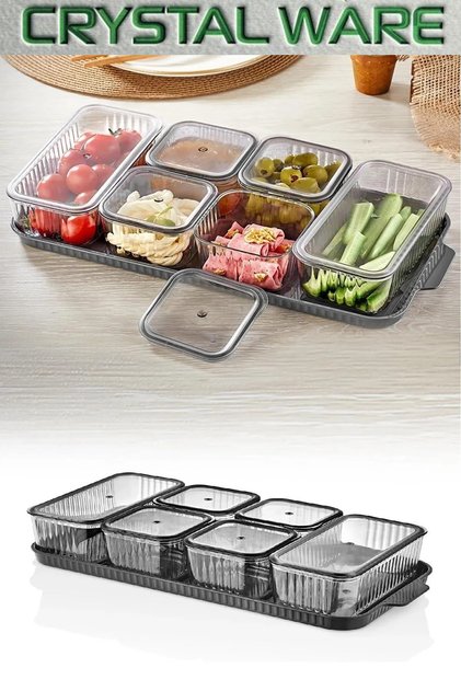 Maxi 6 Compartment Covered Tray Breakfast Set Anthracite F603