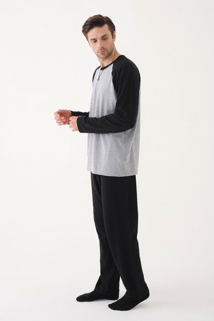 Erkek Pamuklu Uzun Kollu Cepli Pijama Takımı