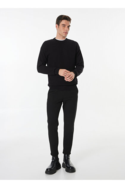 Jack & Jones Bisiklet Yaka Relaxed Siyah Erkek Kazak