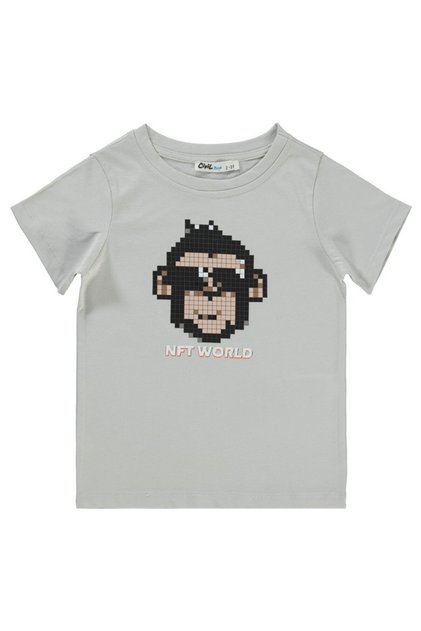 Nft Worl Monkey Printed T-Shirt for Ages 2-5 - Gray 4-5 Years Old