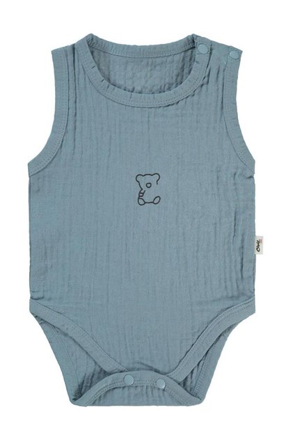 Teddy Bear Printed 1-18 Months Badi with Snap Fasteners - Blue 9-12 Months