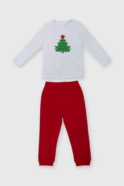 Yenidoğan Yılbaşı Konseptli Kırmızı Pijama Takımı
