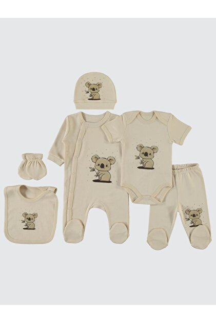 Civil Baby Koala Empirme Baskılı Zıbın Takımları - Kahverengi 0-1