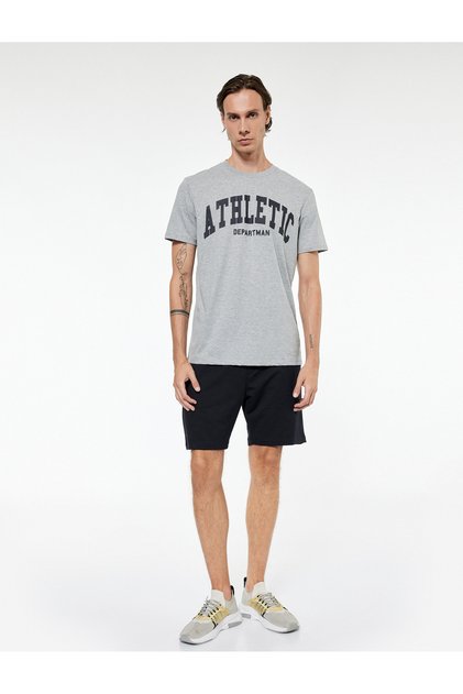 Short Sleeve Crew Neck Printed Oversize Sports T-Shirt