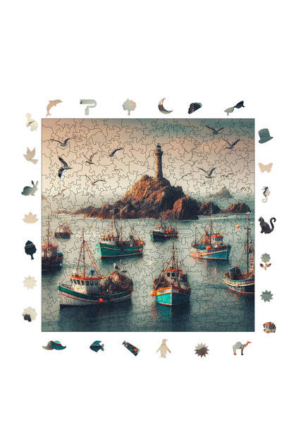 Wooden Puzzle - Fisherman's Cove - 353 Pieces, 29x29 cm