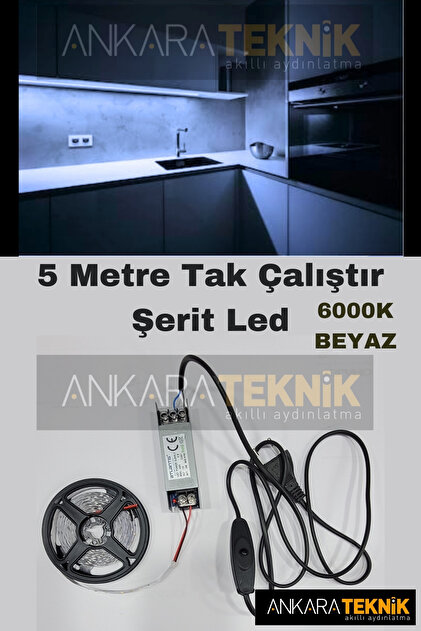 ankarateknik Mutfak Dolabı Için 5 Mt. Şerit Led 12v Adaptör Aç