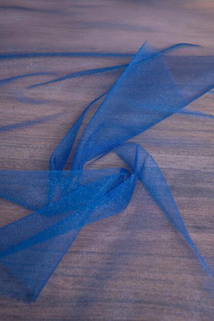 Victorian Plain Tulle Cobalt Blue Color Fabric