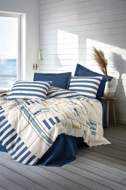 Modern Single Duvet Cover Set Lunox Navy Blue