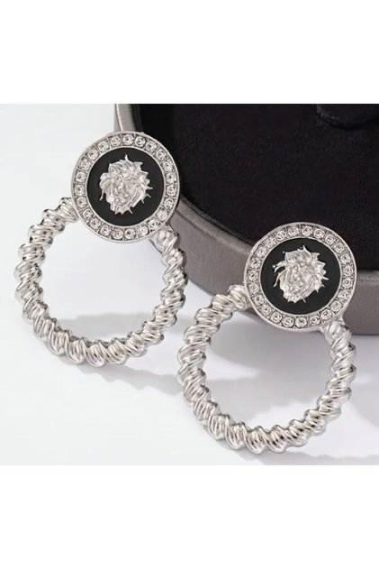 Lion Head Drop Earrings, Ear Pin Stainless Steel