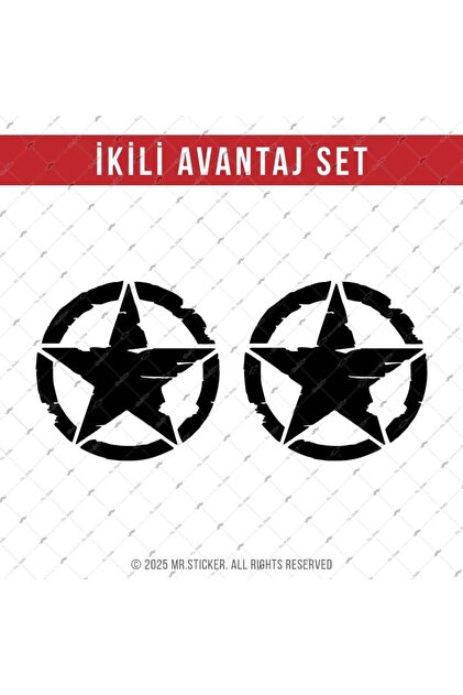 ARS16 Mat Siyah Asker Yıldızı Etiketi | İkili Set