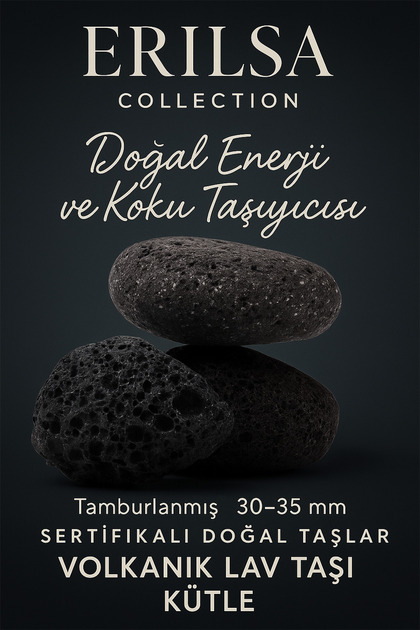 Sertifikalı Doğal Volkanik Lav Taşı Kütle – Tamburlanmış 30-35 mm Enerji ve Koku Taşı