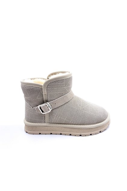 Suede Leather Inside Fur Lined Silvery Beige Color Women's Boots