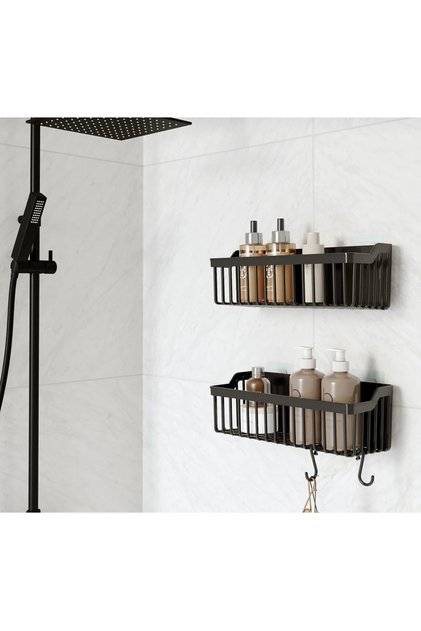 2 Pcs Bathroom Adhesive Bath Shelf, Bathroom Organizer, Shower Shelf Organizer Shampoo Holder, Plastic